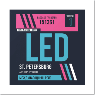 St Petersburg (LED) Airport Code Baggage Tag Posters and Art